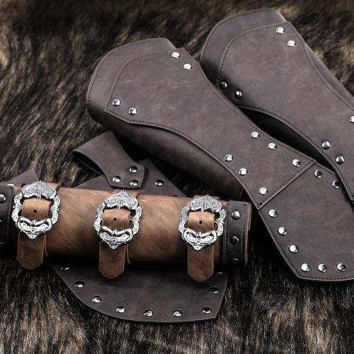 4pcs Medieval Armor Set, Pauldron Shoulder Armor, Sword Frog, Renaissance Belt, Leather Bracers for LARP, Ren Faire