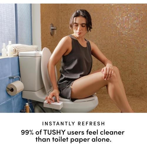 TUSHY Classic 3.0 Bidet Toilet Seat Attachment - A Non-Electric Self Cleaning Water Sprayer with Adjustable Water Pressure Nozzle, Angle Control & Easy Home Installation (White/Gunmetal)