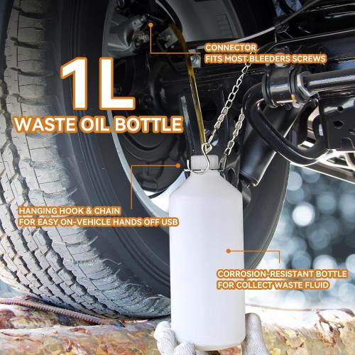 3L Brake Bleeder Kit, Manual Brake Bleeder Vacuum Pump Kit, Brake Fluid Bleeder Kit With 1l Brake Bleeder Bottle And 4 Master Cylinder Adapters, Brake Bleeding Kit Suitable for Most Vehicles