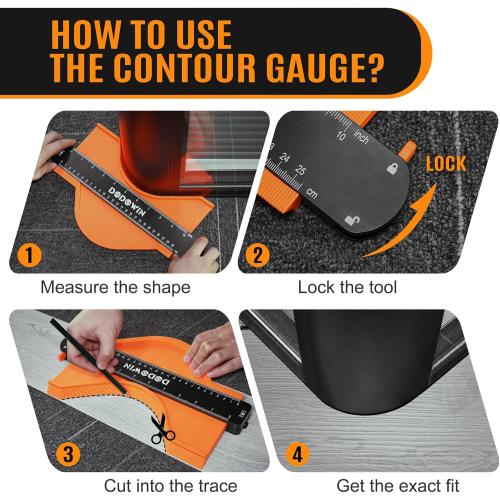 dodowin Contour Gauge Tool, Gifts for Him Men Adults Birthday Dad Husband, Super Gauge Shape Outline Tool for Woodworking, Flooring Measure Tools, Anniversary/Boyfriend Gifts