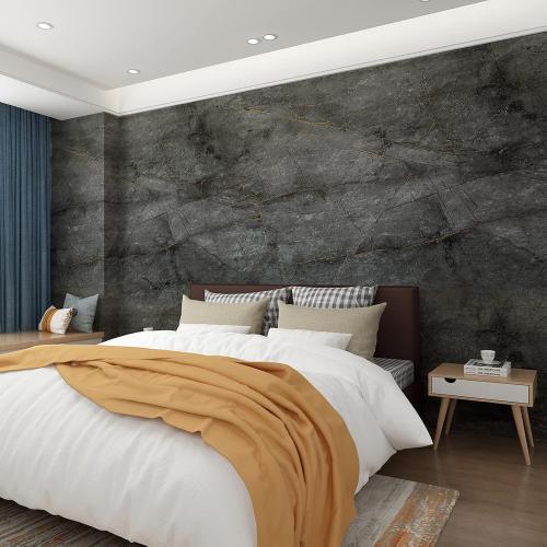 JSEVEM Extra Wide Thick Large Size Dark Grey Cyan Gold Marble Wallpaper Peel and Stick Glossy Gray Cyan Marble Contact Paper Faux Granite Wall Sticker for Bedroom Bathroom Living Room Walls