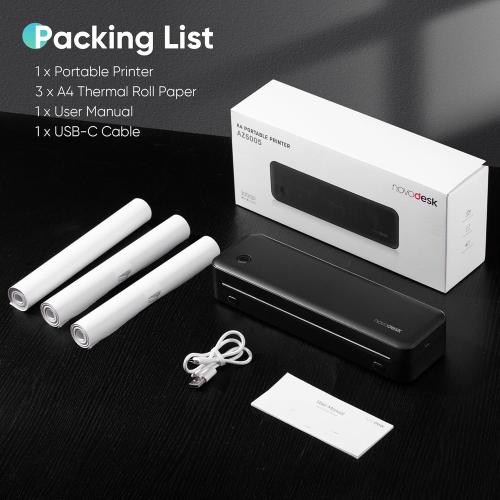 Portable Thermal Printer for Travel, Wireless Bluetooth Inkless Mini Printer w/ 300DPI , Supports 8.5 x 11 US Letter, Legal, A4 & A5 Paper, Compatible w/ Android, iOS, Laptop for Home, Office Use