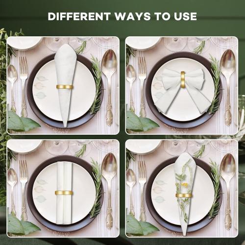 10 Pcs Stainless Steel Napkin Rings Metal Napkin Ring Holders Easter Modern Serviette Buckles Metallic Adornment for Spring Table Kitchen Dinner Party Wedding (Matte Gold Semicircle)