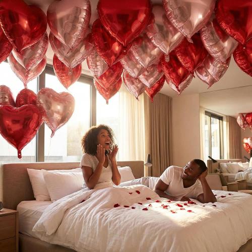 18 Inch Red & Pink Heart Balloons, 30 Pcs Heart Shaped Foil Balloons for Valentine‘s Day, Wedding, Birthday - 15 Red, 15 Pink Balloons set- Support Helium - Party Decorations