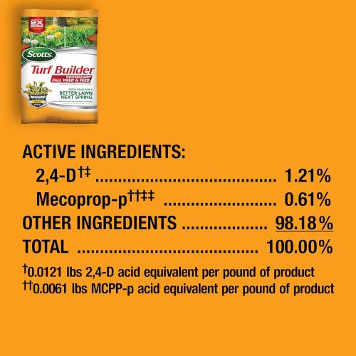 Scotts Turf Builder WinterGuard Fall Weed & Feed3, Weed Killer Plus Fall Fertilizer, 4,000 sq. ft., 11.43 lbs.