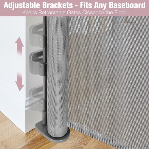 75-Inch Wide Retractable Baby Gates No Drilling, Retractable Pet Gate Extra Wide Baby Gate for Stairs No Drilling Dog Gate Retractable Indoor Stair Gate for Kids and Pets, Indoor & Outdoor, Gray