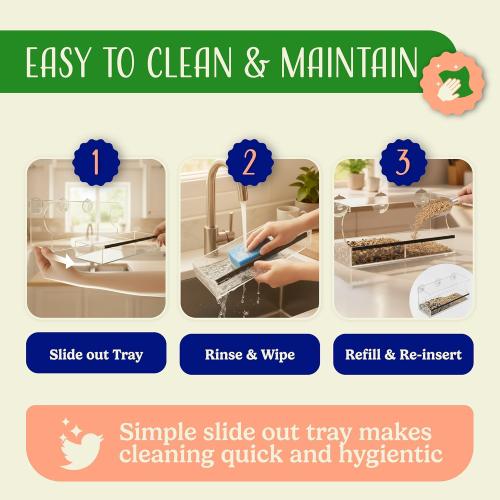 Window Bird Feeder by Nature's Hangout - Award-Winning Transparent Acrylic Bird Feeders for Outdoors, No Assembly, Strongest Suction Cups, Birds Watching for Cats, Easy-to-Clean Birdhouse Feeder