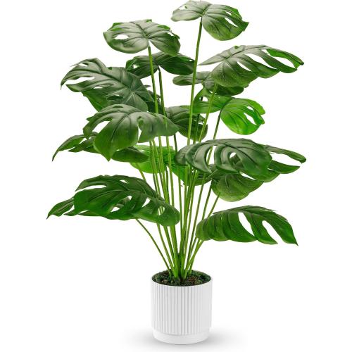 Der Rose 28 Fake Plants Large Artificial Monstera Faux Potted Plants Indoor Tall for Outdoor Living Room House Floor Front Porch Tree Decor