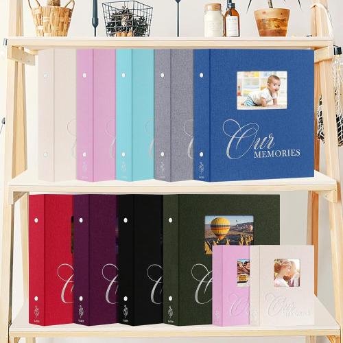 Lanpn Photo Albums 4x6 1000 Pockets Slip in, OURMEMORIES Extra Big Large Capacity Linen Hardcover Window Photo Book Photobook Holds 1000 horizontal Vertical Photos (Beige)