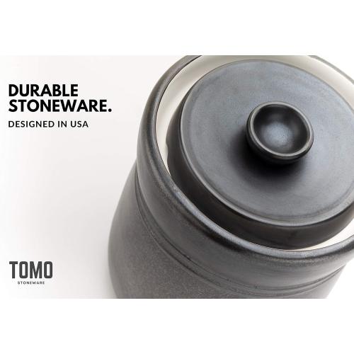 TOMO Fermentation Crock with Weights - Ceramic Sauerkraut Pickling Crock - Stoneware Kombucha Brewing (3L)