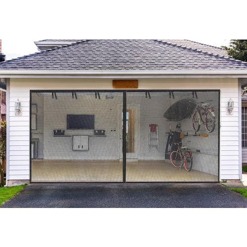 Garage Screen Doors for 1 car garage-8x8FT Fiberglass 1450g/3.2lb Durable | Heavy Duty Magnetic Garage Door Screen Retractable Hands Free with 4 Roll Up Straps for Patio Workshop Home Gym Sun Room