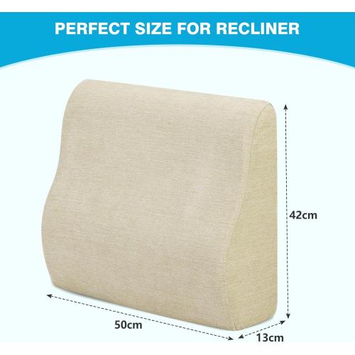 TANYOO Back Support Pillow for Recliner Dual Layer Lumbar Support Pillow with Gel Memory Foam Ergonomic Orthopedic Lumbar Cushions for Elderly Lower Back Pain Relief Washable Cover Khaki