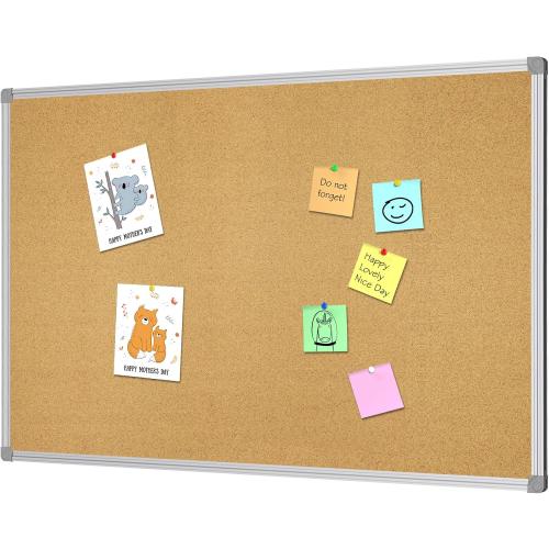 Lockways Cork Board 36 x 24 Bulletin Board, Double Sided Corkboard | Wall-Mounted Aluminum Framed Message Presentation Notice Board 3 x 2