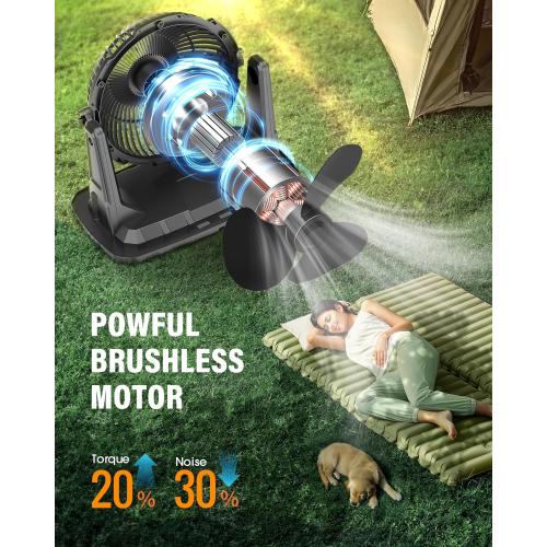 Ausic 10″ 9L Portable Misting Fan, [Max 55Hrs] Outdoor Mister Fan for Outside Patios Golf, 20000mAh Rechargeable Battery Operated Travel Water Cooling Fan, Camping Patio Accessories - 3 Spray Misters