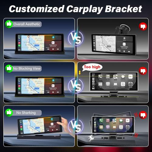 Carplay Screen for Car 10 Car Tablet Pro Max 2025【Unique Bracket】 w Googel/Siri Voice Control Wireless Apple Car Play Screen & Android Auto Screen w Mirror Link Videos Bluetooth/FM/AUX