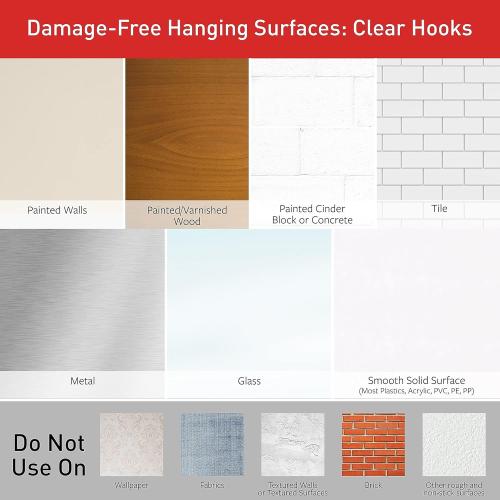 4 packs, Clear Hooks & Strips