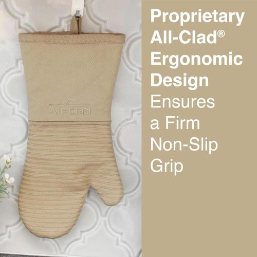 All-Clad Premium Silicone Oven Mitt: Heat Resistant to 500 Degrees - 100% Cotton & Silicone, 14x7 Pot Holder for Kitchen and Barbeque, (6-Pack), Cappuccino