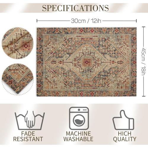 Boho Style Dusty Blue Placemats Set of 4,Vintage Elegant Farmhouse Table Center Linen Decor,12x18 Inch Country Rustic Farmhouse Magical Fall Table Mats for Party Kitchen Dining Decoration