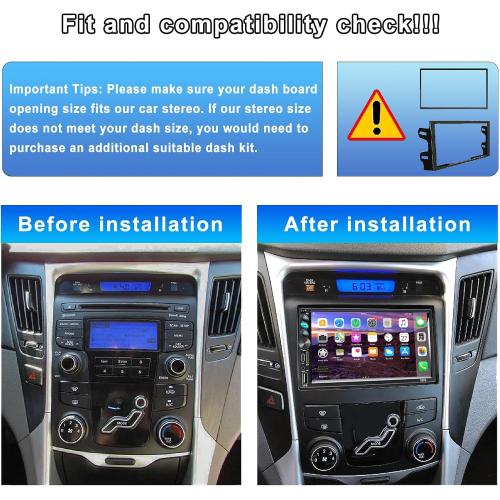 Double Din Car Stereo with Apple Carplay and Android Auto for Car Radio, Receivers Capacitive Touchscreen Car Stereo with Bluetooth, Mirror Link, FM, USB, TF, AUX, Type-C Charging, Backup Camera, SWC