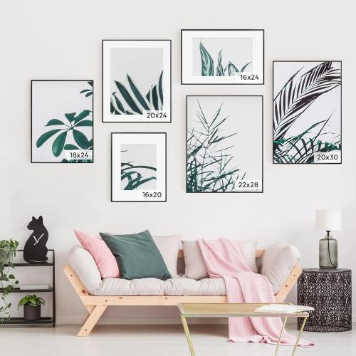 27x40 Metal Picture Frame with 24x36 Mat, Brushed Aluminum Finish, Tempered Glass Front, and Attached Hanging Hardware - Versatile Wall Display Frames for Vertical or Horizontal Orientation(Black,