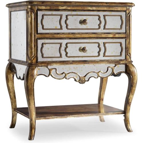 Hooker Furniture Bedroom Sanctuary 2 Drawer Nightstand Mirrored Leg Nightstand-Bling