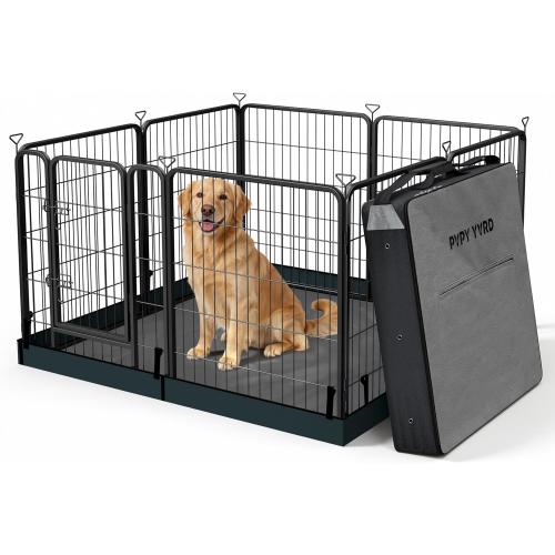 Dog Playpen with Bottom and Storage Bag, 32 H 8 Panels Puppy Pen with Square Bottom, Heavy Duty Dog Fence for Small/Medium Dogs