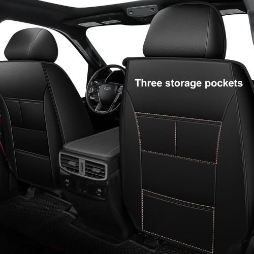 2 Front Car Seat Covers Fit for Fit for Traverse 2007-2025: Waterproof Faux Leather Seat Covers Automotive Breathable Seat Cushion Protector Airbag Compatible (2PCS Front, Black)