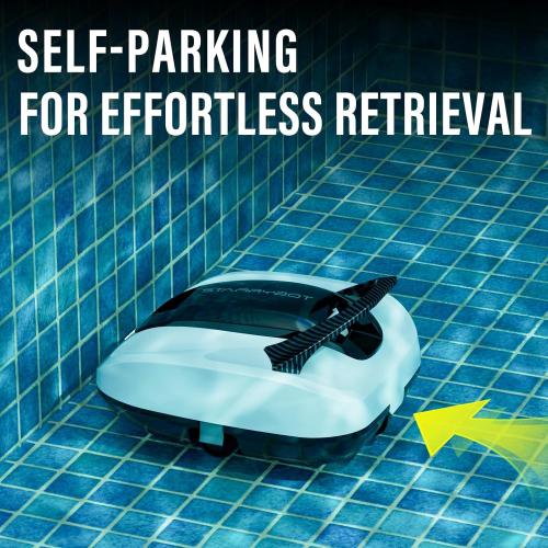 Cordless Robotic Pool Cleaner, Portable Swimming Robotic Pool Vacuum Self-Parking Technology,150Mins Runtime,Pool up to 900 Sq.Ft, Ideal for Above-Ground Pools