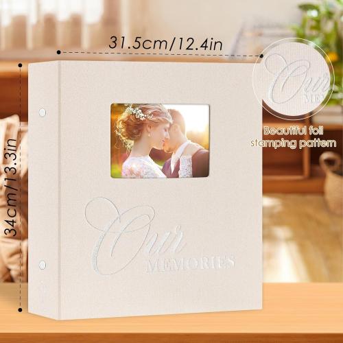 Lanpn Photo Albums 4x6 1000 Pockets Slip in, OURMEMORIES Extra Big Large Capacity Linen Hardcover Window Photo Book Photobook Holds 1000 horizontal Vertical Photos (Beige)