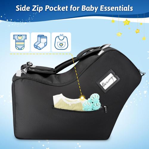 YOREPEK Padded Car Seat Travel Bag Backpack Compatible with All Nuna Pipa Car Seat and Base, Infant Car Seat Bags for Air Travel with Shoulder Straps, Carseat Cover with Side Pocket, Protective Feet