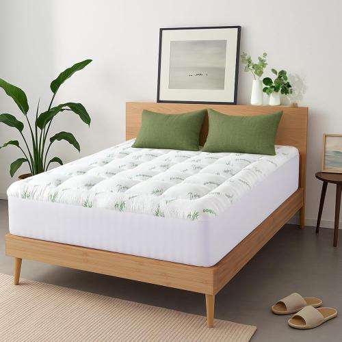 Ultra Soft Full Size Mattress Topper - Viscose Made from Bamboo Pillow Top Mattress Pad for Back Pain Relief - Naturally Cooling for Hot Sleepers, Green