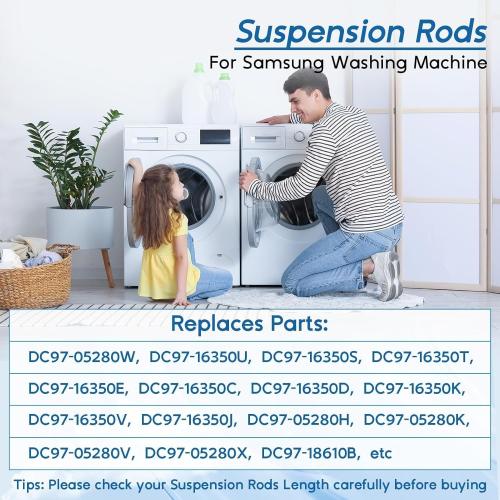 2025 Upgraded DC97-16350U DC97-16350T Washer Suspension Rods for Samsung WA50R5200AW/US WA50R5400AV/US WA45T3200AW/A4 WA45N3050AW/A4 WA50R5400AW/US Washing Machine Replace DC97-05280W DC97-16350S 4PCS