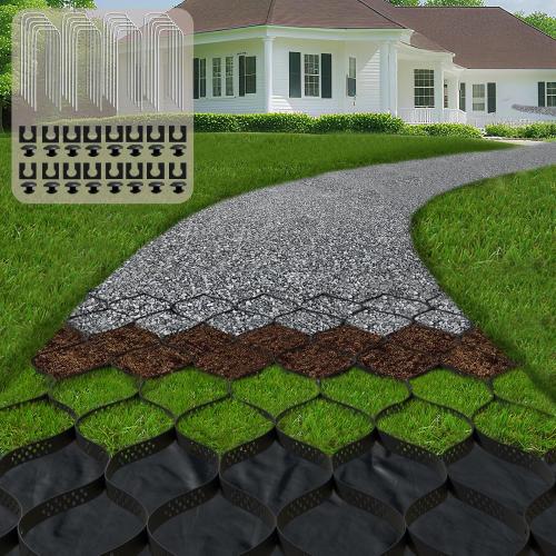 2 Thick Gravel Ground Grid 9ft x 17ft - Geo Grid Driveway Stabilization Grids, Gravel Retainer Grid 1800 LBS Per Sq ft, Geocell Paver System for Walkway Driving RV Parking Slopes and Garden