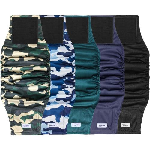 Size S Reusable Dog Diapers Male, Premium Washable Belly Bands for Male Dogs, Pack of 5, High Absorbing Small Male Dog Wraps for Doggie & Puppy in Incontinence or Excitable Urination and Training(S)