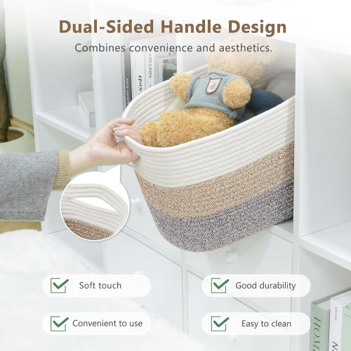 ECDYQXVU 15x10x9 Inch Woven Cotton Rope Storage Basket, 2 Pack