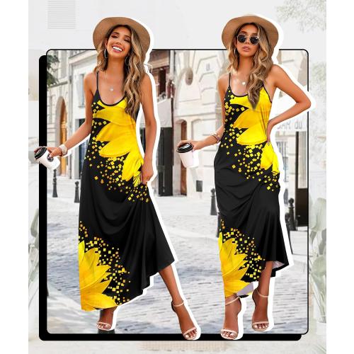 Size S Wolddress Womens 2025 Casual Sleeveless Sundress Plus Size Loose Plain Long Summer Beach Maxi Dress