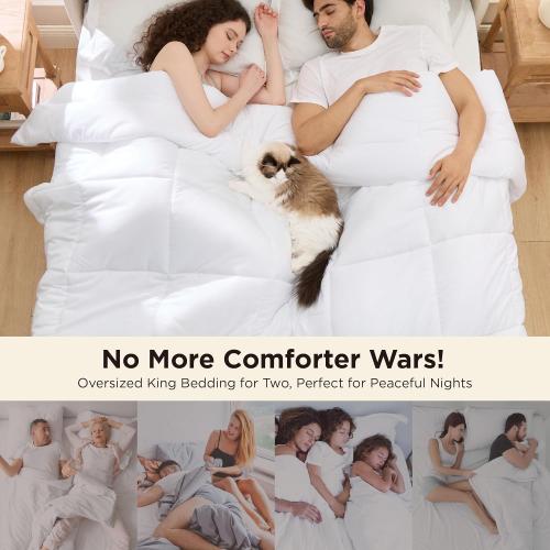Bedsure Comforter Duvet Insert - Quilted Comforters Cal King Size, All Season Duvet, GentleSoft Down Alternative Bedding, with 8 Tabs, Gifts for Women/Men, White,Alaskan King 130x120 Inches