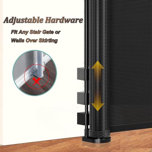 120 inch Retractable Baby Gates 34 inch Tall, Retractable Gate with Reinforced Strip Design to Prevent Crawling Through, 10 FT Extra Wide Retractable Dog Gate for Indoor/Outdoor