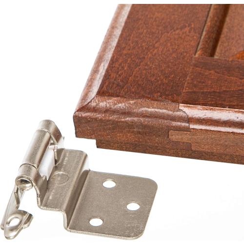 Size 3/8 Set of 5 DecoBasics 3/8 Inset Cabinet Hinges Brushed Nickel (5 Pair -10 Pcs) Offset Self Closing Cabinet Hinges for Kitchen Cabinets Satin Nickel w/Silicon Bumpers & Upgraded Screws