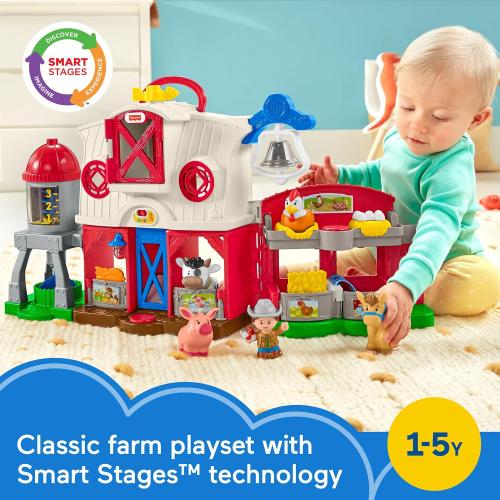 Fisher-Price Little People Toddler Learning Toy Caring for Animals Farm Playset with Smart Stages for Pretend Play Kids Ages 1  Years​ (Amazon Exclusive)