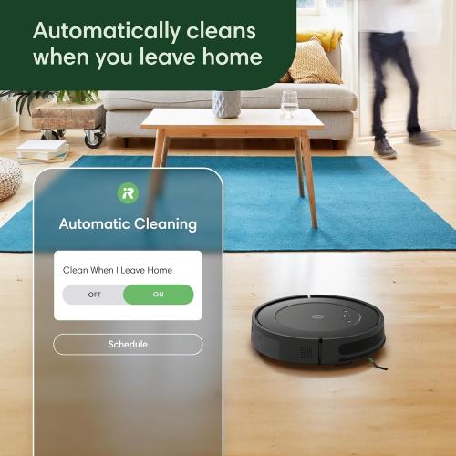 Black iRobot Roomba Vac Robot Vacuum (Q0120) - Easy to use, Power-Lifting Suction, Multi-Surface Cleaning, Smart Navigation Cleans in Neat Rows, Self-Charging, Alexa