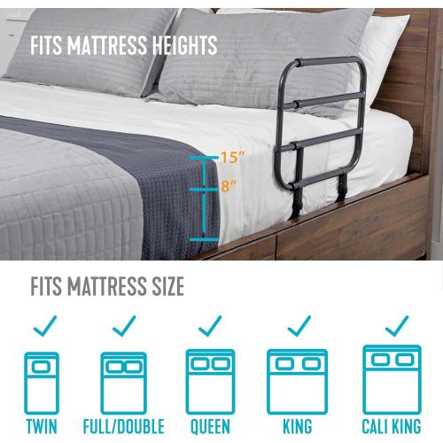 Black Able Life Bedside Extend-A-Rail, Adjustable Senior Bed Safety Railing and Stand Assist Grab Bar, Extendable Guardrail for Seniors and Elderly Adults, ASTM Safety Approved Bedrail