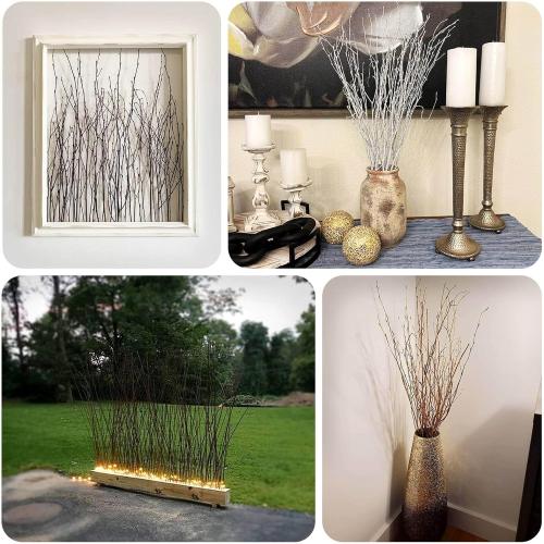 Tableclothsfactory 6 Pack White Decorative Birch Tree Branches, Extra Long Natural Dried Willow Twigs Sticks Vase Fillers - 46 for Party & Decorations