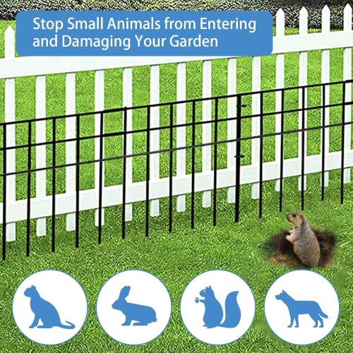 32x10-inch No Dig Animal Barrier Fence, 20 Pack Black Dig Protective Fence with 1.5 inch Spike spacing, Dog/Rabbit/Groundhog Underground Defence, for Outdoor Garden Patio