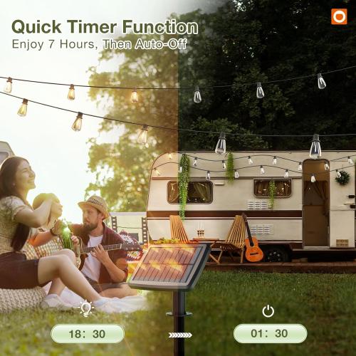 addlon Size  54(48 6) FT Solar String Lights Waterproof,Patio Lights Solar Powered with Remote & USB Port 15 1 LED Shatterproof Bulbs 3 Light Modes, Dimmable Solar Light for Camping Backyard Garden