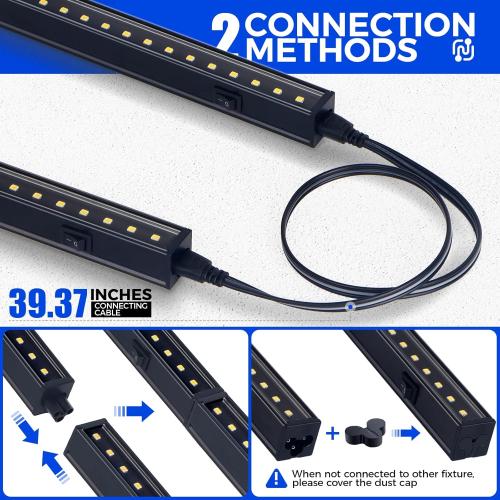 Barrina T5 Grow Lights for Indoor Plants, Full Spectrum Grow Light, 1ft LED Plant Light, Black Cover LED Grow Light Strips, 3 Mounting Modes, Magnetic Installation, Plug and Play, 5000K, 4 Packs