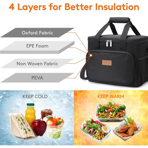 Lifewit Large Lunch Bag Insulated Lunch Box Soft Cooler Cooling Tote for Adult Men Women, Black 24-Can (15L)