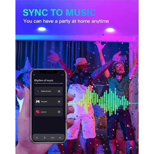 12 Pack 5/6 Inch LED Can Lights Retrofit RGB Recessed Lighting, 12W 1200LM Smart LED Recessed Lights, 2700K-6000K Color Changing Compatible with Alexa/Google Assistant/Siri, Hub INCL