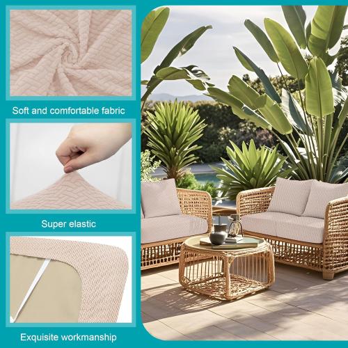 Stretch Patio Cushion Covers,Outdoor Couch Covers Replacement,Outdoor Couch & Sofa Slipcovers,for Patio Furniture Cushion Covers,Washable Reusable Furniture Protector (Beige,Cover Only)