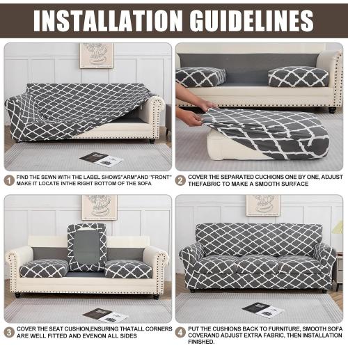 SearchI Stretch Sofa Cover Printed Couch Covers, Floral Pattern 2 Piece Armchair Slipcover with Separate Chair Cushion Cover, Washable Furniture Protector for Living Room(Armchair, Ball Flower)